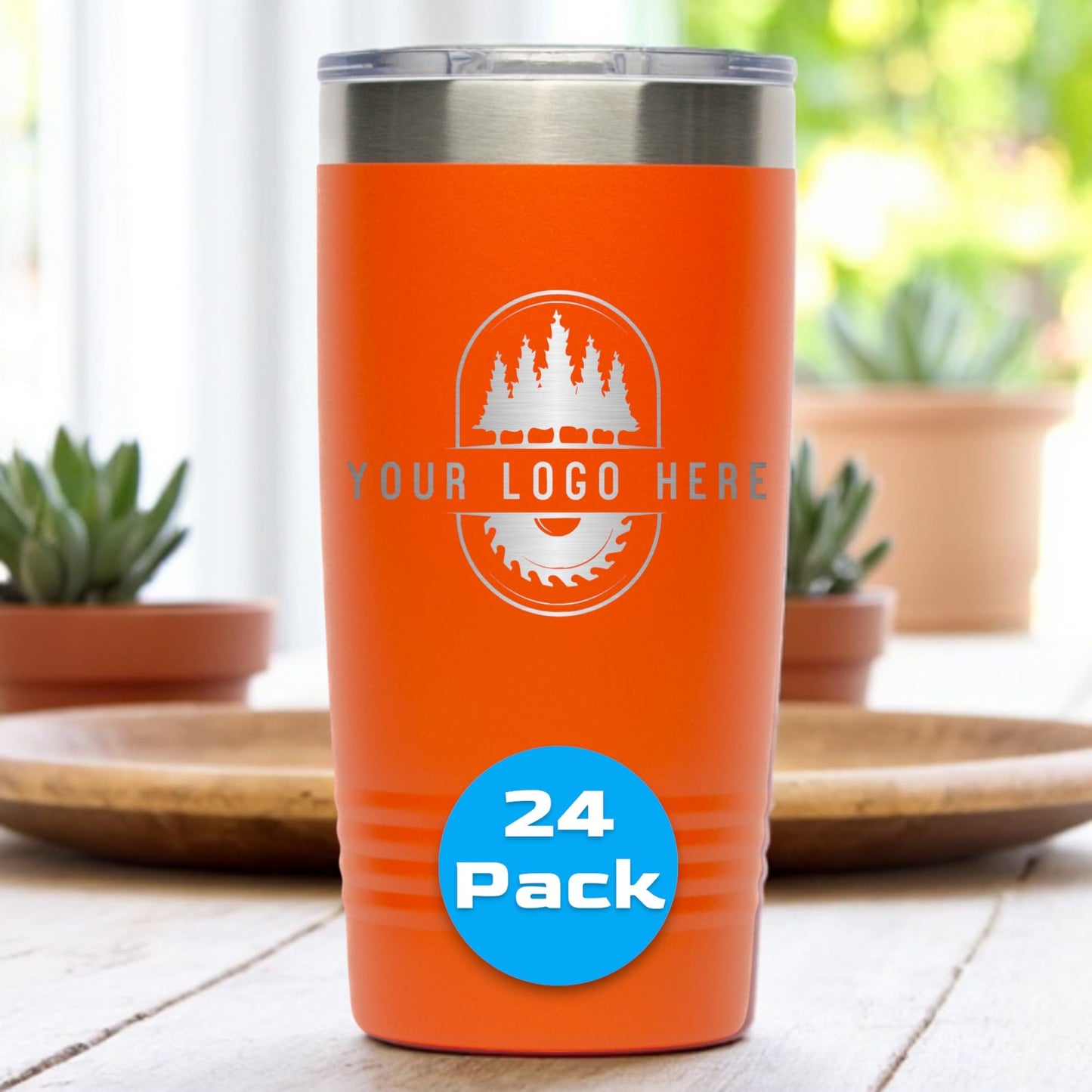 20oz Stainless Steel Tumbler - Upload Your Logo, Custom Engraved, Double Wall Vacuum Insulated Travel Mug, Ideal for Corporate Gifts, Events, and Sports Teams
