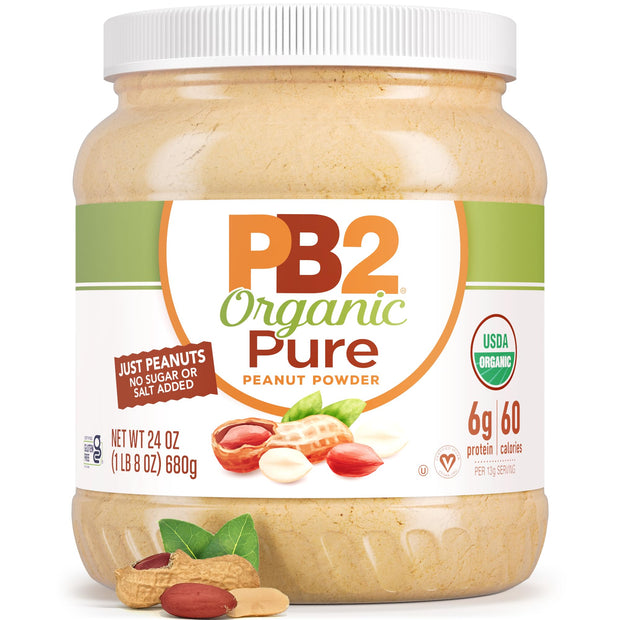 PB2 Organic Powdered Peanut Butter | USDA Organic Certified, Non-GMO Project Verified, Gluten-Free Peanut Butter Powder | Vegan, Keto Friendly | 24oz Resealable Jar