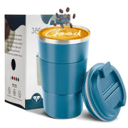 YINBAOGE Insulated Travel Coffee Mug Spill Proof Leak Proof Pobtable To Go Camping Stainless Steel Coffee Tumbler Reusable Coffee Cups with Lids Thermos for Hot and Cold Drink (Black, 12 OZ)