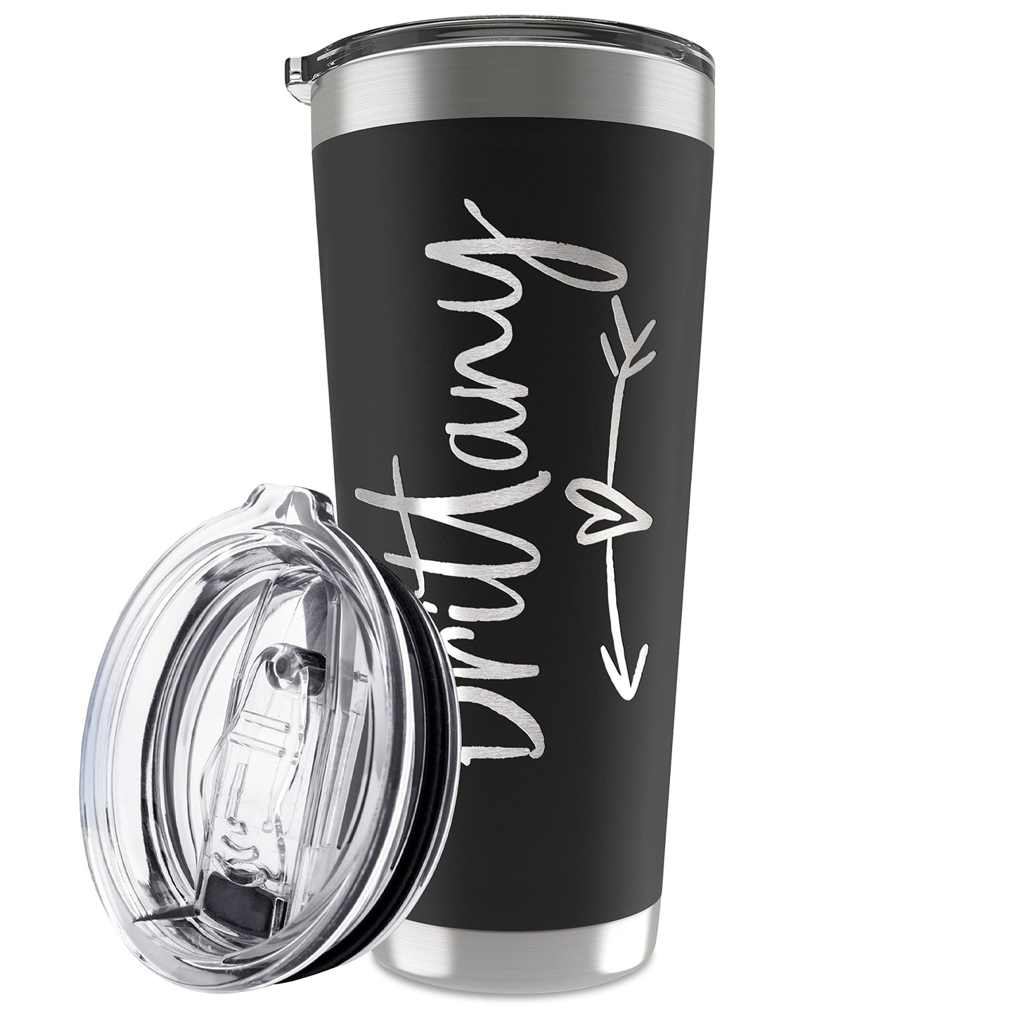 Be Burgundy Personalized Tumbler with Engraved Name - 12 Designs, 20 Oz Coffee Tumbler with Slider Lid, Black - Double Wall Insulated, Personalized Gifts for Him
