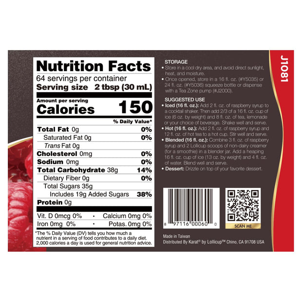 Tea Zone J1050 64 fl.oz Orange Syrup for Tea, Coffee, Sweets, Ice Cream, Cocktails Blending