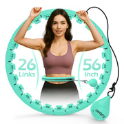 Weighted Hula Circle with 26/32 Links(56-66 Inch) for Adults Weight Loss, Infinity Fitness Hoop Plus Size, for Women Smart Exercise Equipment