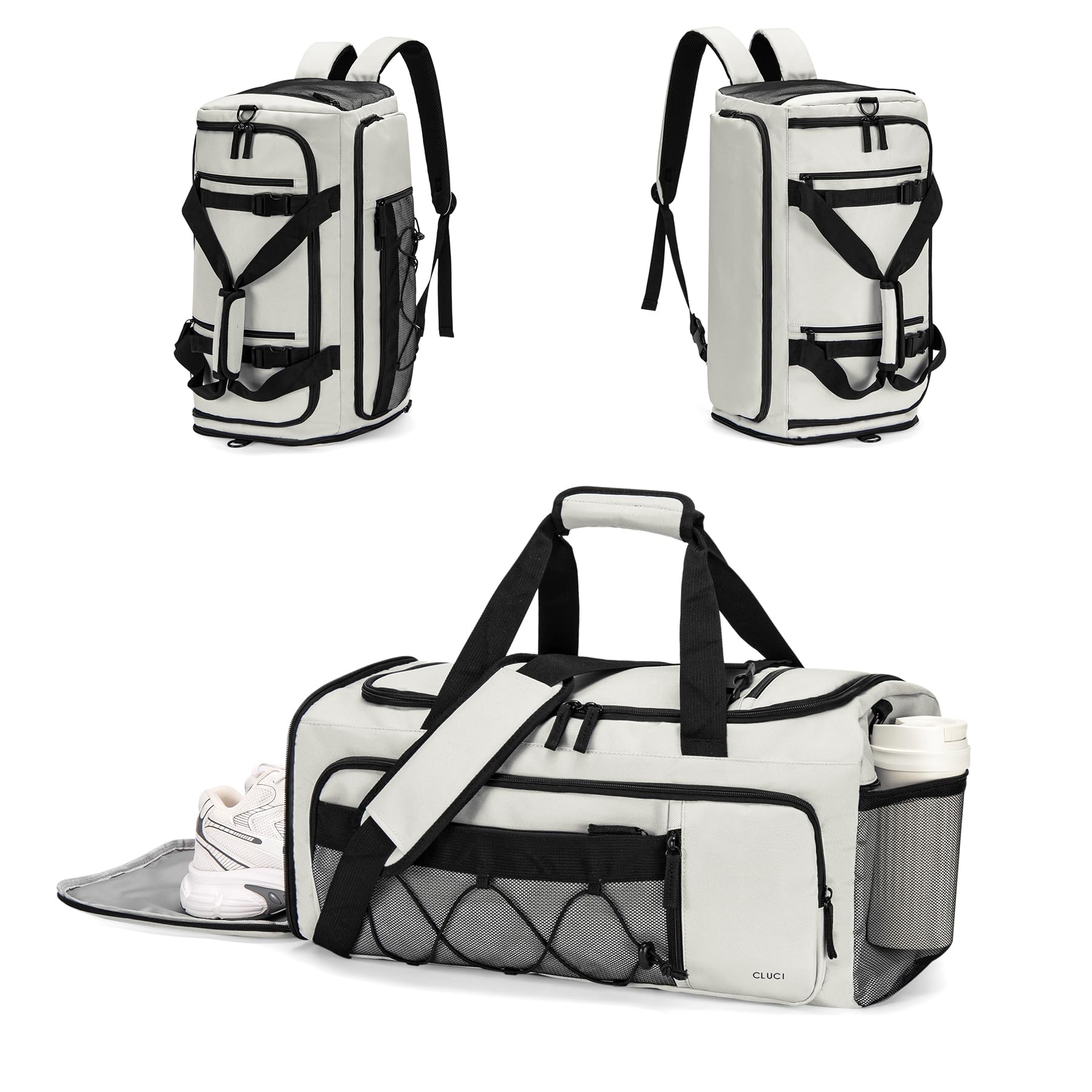 CLUCI Gym Bag for Men & Women, 35L Sports Duffle Bag for Travel,4 in 1 Weekender Bag,Overnight Backpack with Shoe Compartment,Carry on Duffel Bag for Airplane