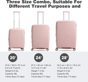 Nazhura Luggage Set, 3-Piece Hardside Suitcase Set, 20-inch Carry On, 24-inch, 28-inch Luggage