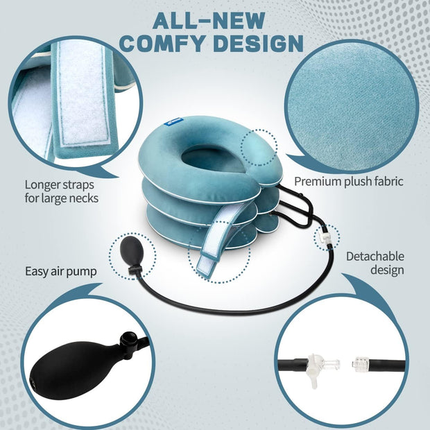 S Cervical Neck Traction Device for Instant Neck Pain Relief - Inflatable & Adjustable Neck Stretcher Neck Support Brace, Neck Traction Pillow for Home Use Neck Decompression
