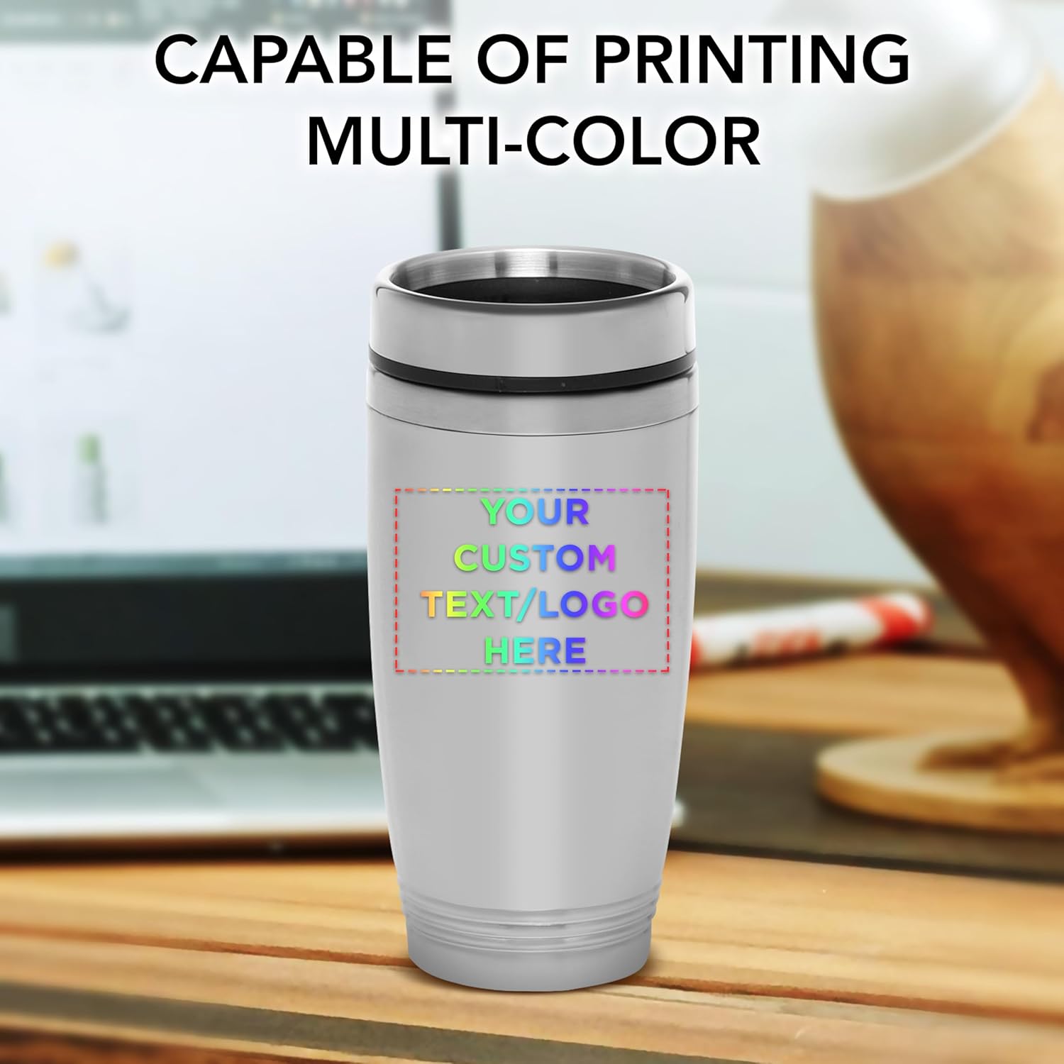DISCOUNT PROMOS Custom Stainless Steel Tumblers 16 oz. Set of 12, Personalized Bulk Pack - Perfect for Coffee, Soda, Other Hot & Cold Beverages - Silver