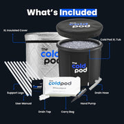 The Cold Pod Insulated Cold Plunge Tub Bundle - 85Gal Ice Bath Round Tubs with Energy Saving Multi-Layer Cover - Chiller Compatible&Silver Reflective