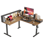 Agilestic L Shaped Standing Desk 63 x 55 inch Adjustable Height, Electric Corner Standing Desk, Sit Stand Computer Table with Splice Board, Rustic Brown
