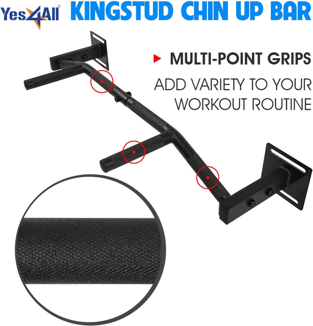 Yes4All Pull Up Bar Wall Mounted - Multifunctional Wall Mounted Pull Up Bar for Home Gym Workout Strength Training Equipment