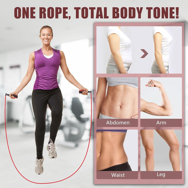 Jump Rope for Women & Men Adjustable Length Cotton Skipping Rope for Adults & Kids Workout Equipment for Weight Loss, Cardio, Boxing & Fitness Suitable for Home, Gym & School Use