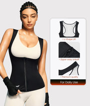 Junlan Sauna Suit for Women Waist Trainer Vest for Women Sweat Tank Top Shaper for Women with Zipper