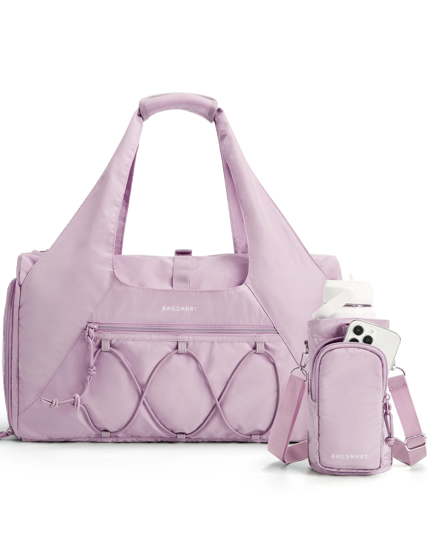 BAGSMART Gym Bag for Women, Lightweight Duffel with Shoe Compartment, Weekender with Wet Pocket, Workout Yoga Tote, Pin