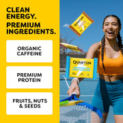 Quantum Energy Square: Energy Bar with Caffeine & 10g Protein. Delicious Healthy Snack On The Go. (Vegan, Gluten-free, Soy-free, Dairy-free) (Variety 12-Pack)