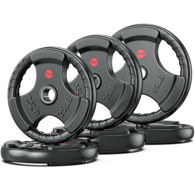 XDDIAS Rubber Weight Plates for Barbell, 2-Inch Olympic Grip Plate for Strength Training, Weightlifting and Bodybuilding in Home & Gym, Solid Cast Iron Weight Plates Pair and Sets