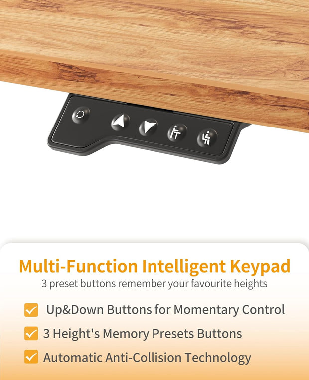 FEZIBO 44 x 24 Inches Standing Desk, Height Adjustable Electric Standing Desk, Stand up Table, Sit Stand Home Office Desk with Splice Board, Light Rustic Brown