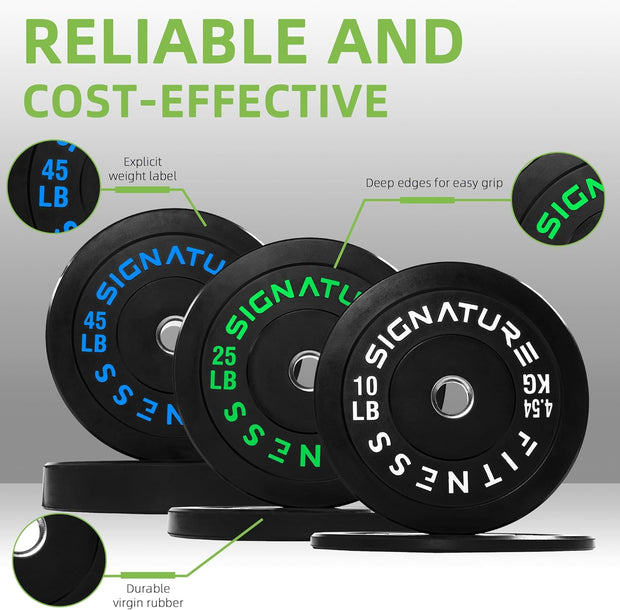 Olympic Bumper Plates Set, 2" Weight Plates for Strength Training & Weightlifting