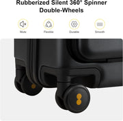 LEVEL8 Carry On Luggage with Compartment, 20 Inch Lightweight Hard Shell Rolling Suitcase with Wheels Airline Approved with Front Pocket, Double Tsa Locks, Grey