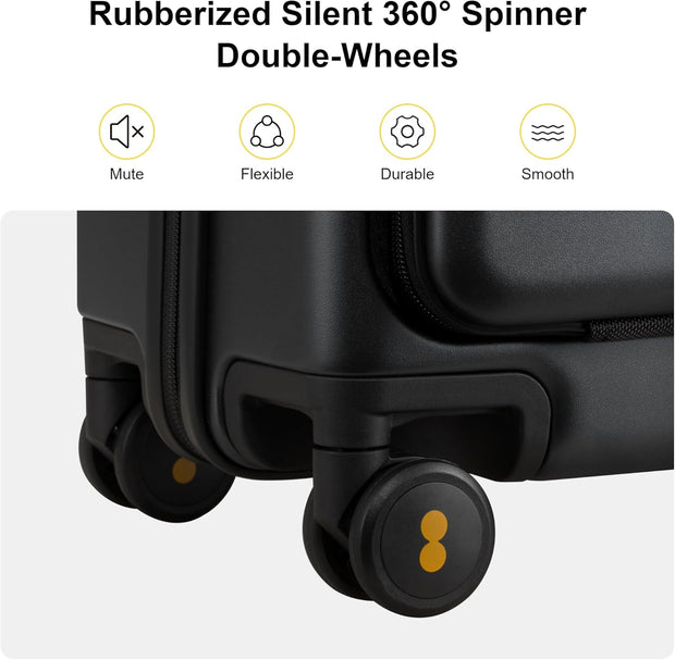 LEVEL8 Carry On Luggage with Compartment, 20 Inch Lightweight Hard Shell Rolling Suitcase with Wheels Airline Approved with Front Pocket, Double Tsa Locks, Grey