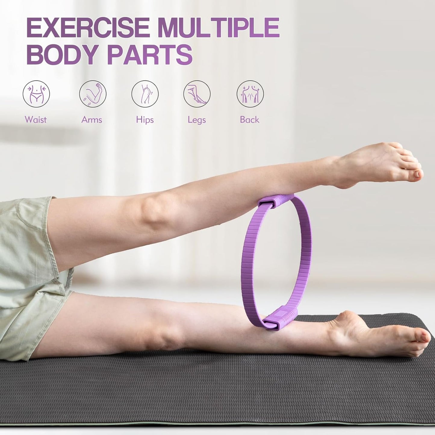 Pilates Ring Fitness Circle, 13.5" Magic Circle Ring for Women, Flexible Resistance Exercise Equipment for Toning Thighs, Legs, Arms & Core
