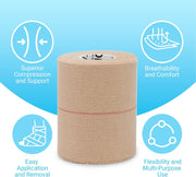 OK TAPE Elastic Adhesive Tape Bandage Tape Wrap - 4 Rolls, Flexible Stretch Bandages for Sports Ankle, Knee and Wrist Sprains (Beige,2 Inch Wide)