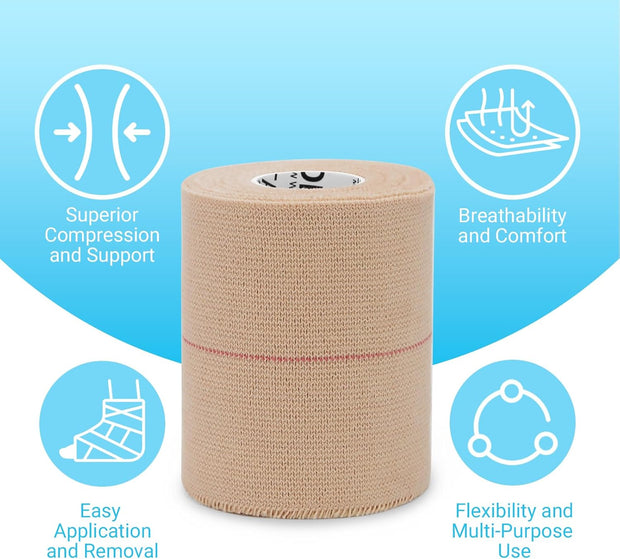 OK TAPE Elastic Adhesive Tape Bandage Tape Wrap - 4 Rolls, Flexible Stretch Bandages for Sports Ankle, Knee and Wrist Sprains (Beige,2 Inch Wide)