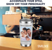Personalized Custom Tumbler Print in USA 20oz Stainless Steel Coffee Cup with Lid & Straw Double Wall Insulated Tumbler with Colorful Text Logo Photo