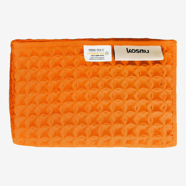 Luxury Japanese Cotton Waffle Bath Towel | Plush, Absorbent, and Quick Dry (Coral Orange, Hand Towel, 32" x 16")