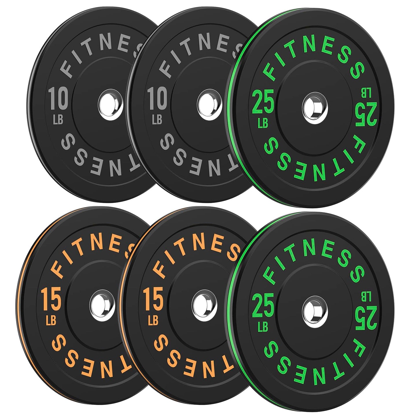 2 Inch Bumper Plates，10-500lbs，Barbell Rubber Olympic Weight Plates Set for Home Gym, Strength Training & Weight Lifting, Multiple Options Colors