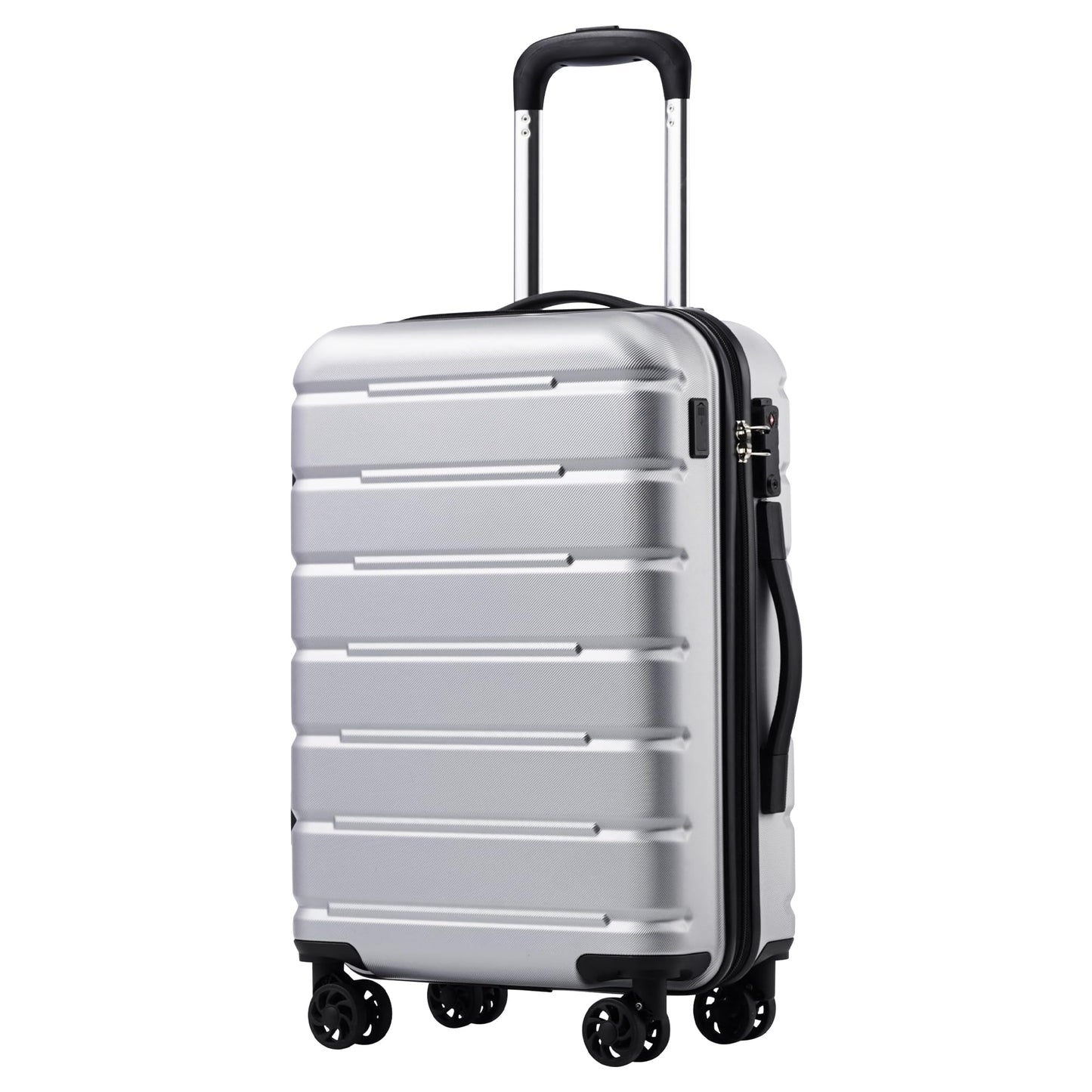 Coolife Luggage Suitcase Carry-on Spinner TSA Lock USB Port Expandable (only 28’’) Lightweight Hardside Luggage (Ice Blue, 3 piece set)
