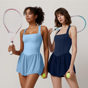 QINSEN Women's Square Neck Sleeveless Romper Jumpsuit Casual Summer One Piece Outfit with Pocket