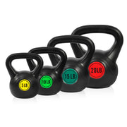 Wide Grip 3-Piece or 4-Piece Kettlebell Exercise Fitness Weight Set, Include 5 lbs, 10 lbs, 15 lbs and 20 lbs, Set of 3 or Set of 4