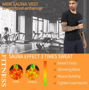 Sauna Sweat Suits Shirt Waist Trainer for Men Compression Vest Workout Gym Clothes Sweat Enhancer Short Sleeve