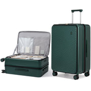 mixi 24 Inch Large Expandable Checked Luggage PC Hard Shell Suitcase Top Opening Rolling Travel Suitcases with Spinner Wheels & TSA Lock, Smoke White