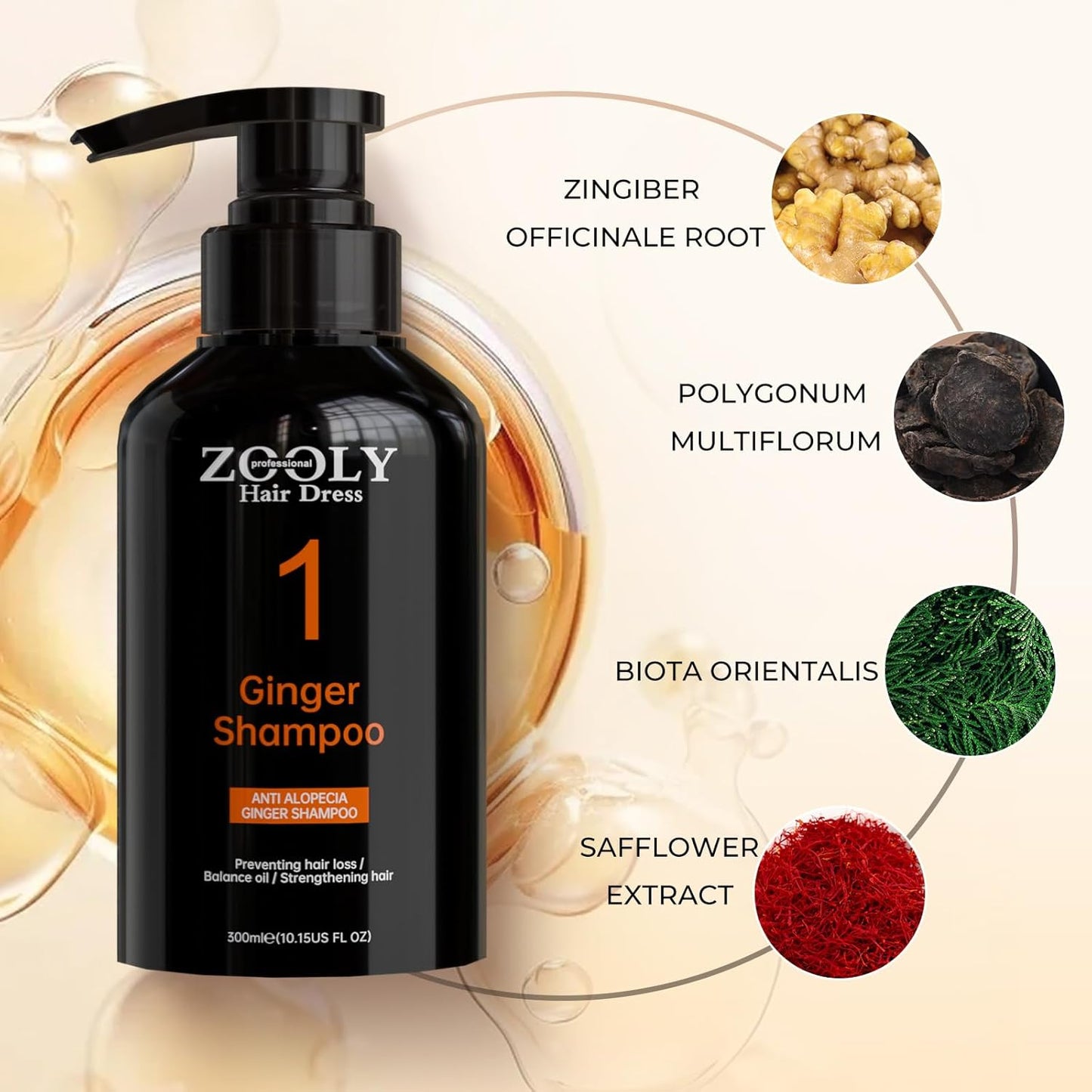 Ginger Hair Shampoo and Conditioner Set Scalp Care Salon Quality, Anti Hair Loss, Balance Oil, Moisturizing and Strengthening Hair, Suitable for Women and Men, 20.3 Fl Oz, Pack of 2