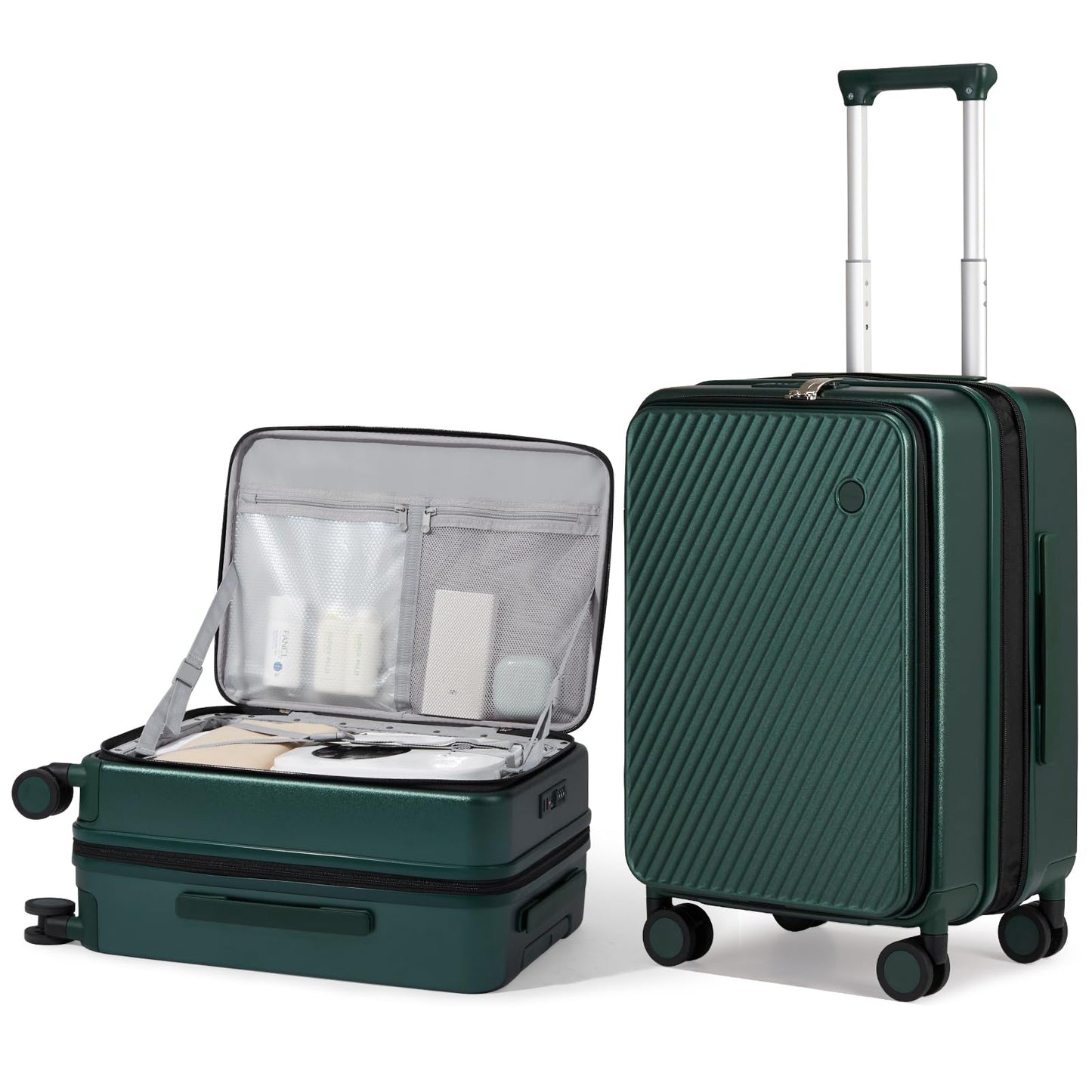 mixi 24 Inch Large Expandable Checked Luggage PC Hard Shell Suitcase Top Opening Rolling Travel Suitcases with Spinner Wheels & TSA Lock, Smoke White