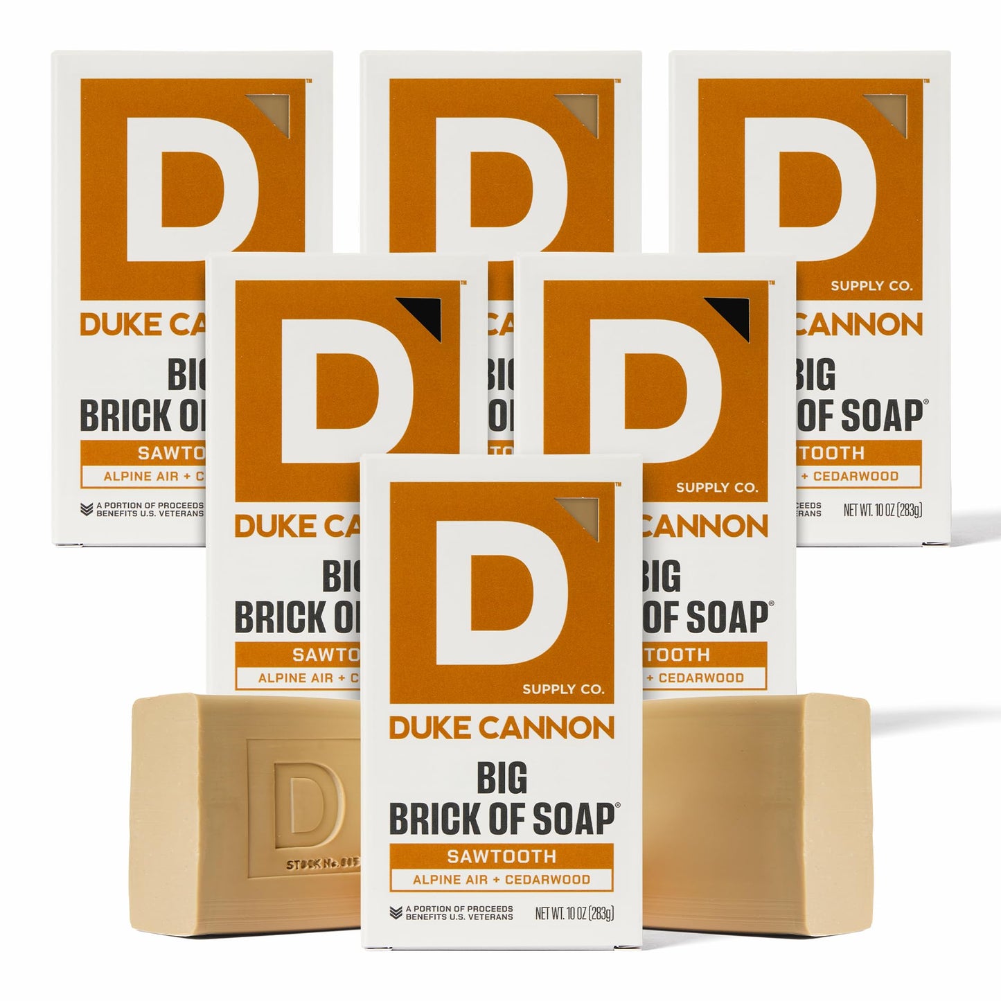 Duke Cannon Supply Co. Big Brick of Soap Bar for Men, LEAF & LEATHER - Extra Large, Masculine Scents, All Skin Types, Paraben-Free, 10 oz (Pack of 6)