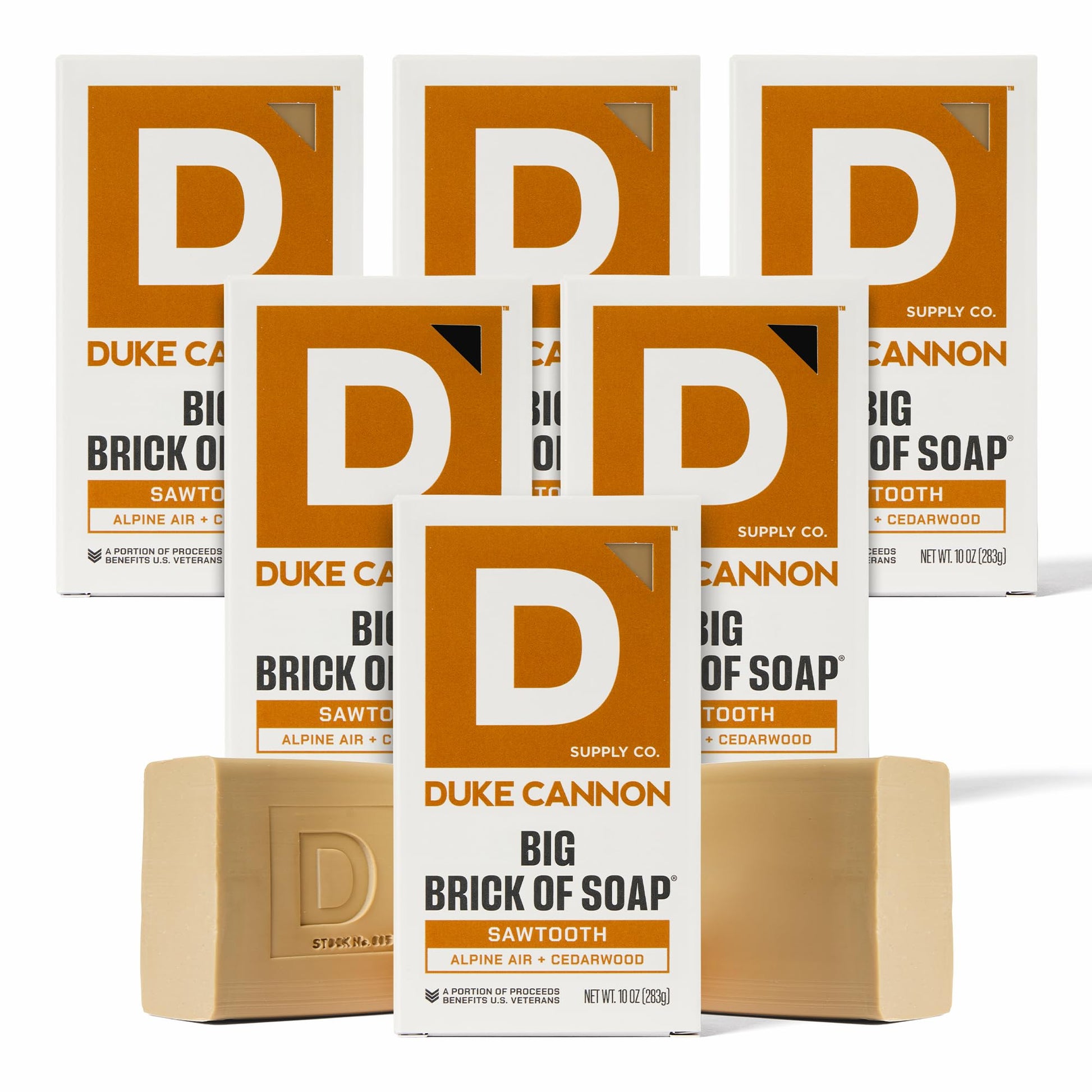 Duke Cannon Supply Co. Big Brick of Soap Bar for Men, LEAF & LEATHER - Extra Large, Masculine Scents, All Skin Types, Paraben-Free, 10 oz (Pack of 6)