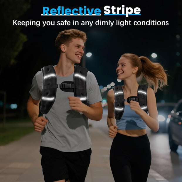 Weighted Vest for Woman Men, 6lb/8lb/12lb/16lb/20lb/30lb Weight Vest with Reflective Stripe, Weight Vests Adjustable for Walking, Weight Loss, Training, Running