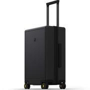 LEVEL8 Trunk Luggages, Large Suitcase 28 Inch Luggage with Spinner Wheels, Luminous Textured Checked Lightweight Hard Shell with Tsa Lock, Black