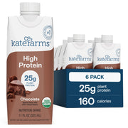 KATE FARMS Organic Nutrition Shake, Chocolate, 16g Protein, 27 Vitamins and Minerals, Protein Meal Replacement Drink, Protein Shake, 11 oz (12 Pack)