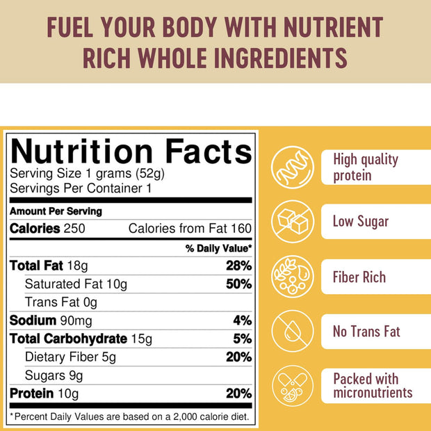 Mammoth Bar Almond Vanilla Bar - 10 Organic Protein Bars – Prebiotic • Paleo • Gluten Free • Egg Protein • GMO Free • Raw • Premium Nuts