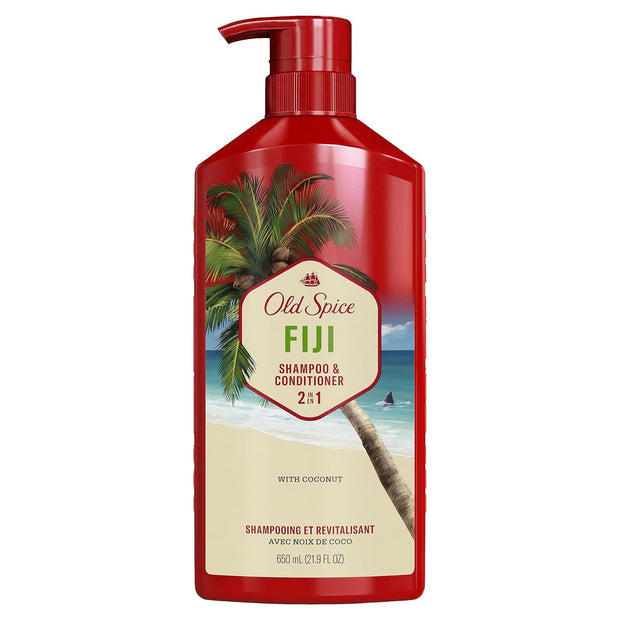 Old Spice Fiji 2-in-1 Shampoo and Conditioner Set for Men, Coconut & Tropical Wood Scent, Healthier, Fuller, More Moisturized Looking Hair, 21.9 Fl Oz Each, Twin Pack