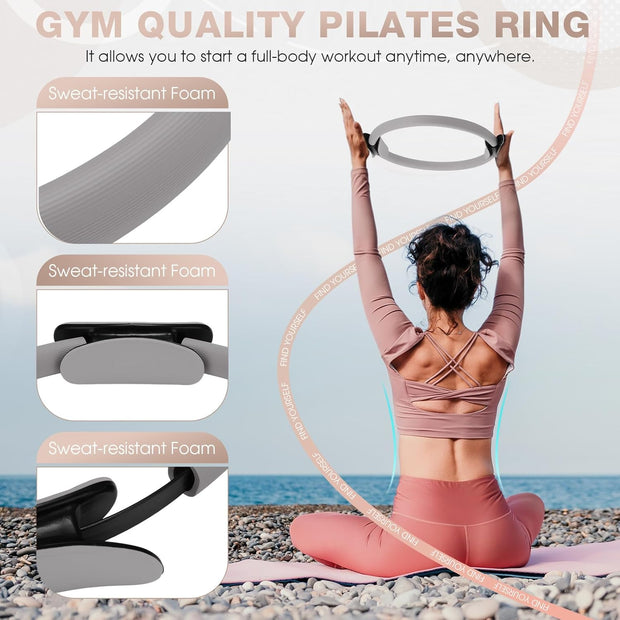 Set of 6 Style Pilates Home Equipment Set Pilates Essential Kit Workout Accessories 14 Magic Circle Mini Exercise Ball Yoga Strap Silicone Tension Strip Tension Band Sliding Plate