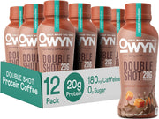 OWYN Only What You Need Double Shot Dairy Free Keto Protein Coffee Shake, Caramel Macchiato, 0g Sugar, 20g Plant Based Protein, 180mg Caffeine, Gluten & Soy Free, Non-GMO, Vegan (12 Pack, 12 Fl Oz)