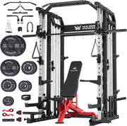 Major Fitness Drone2 Smith△ Machine – All-in-One Home Gym Squat Rack with Weight Bar, Dual LAT Pull-Down Systems & Cable Crossover Machine for Full-Body Workouts