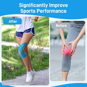 Kinesiology Tape for Knees, 10 Count Knee Tape for Knee Pain Relief Pre Cut, Latex Free Knee Tape, Support Muscles and Joints, Knee Kinesiology Tape Pre Cut, Waterproof and Elastic (Black)