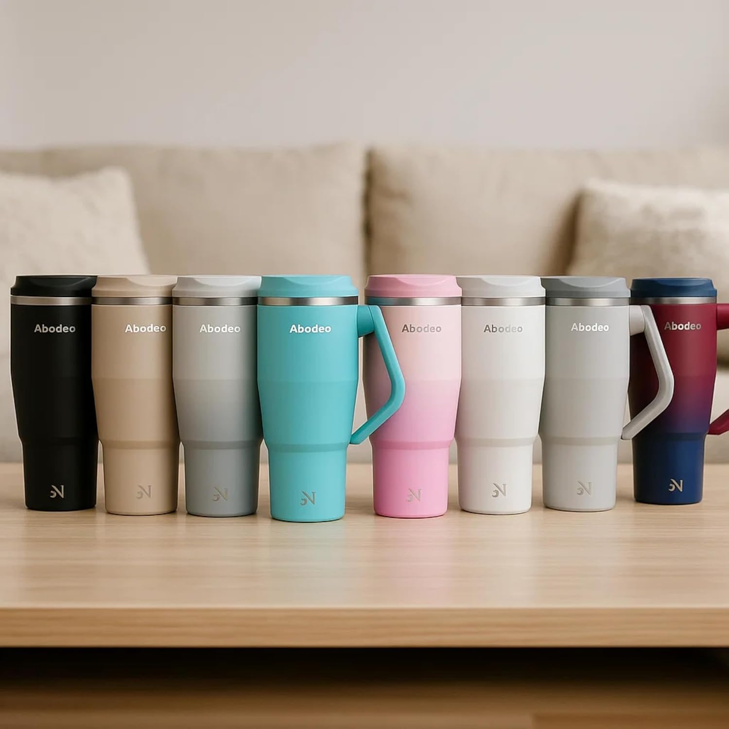 Insulated 40 oz Tumbler with Rotatable Handle, Straw & Leak Proof Lid - Stainless Steel Coffee Mug, Reusable Water Bottle Flask | Travel Coffee Tumblers - Fits Most Car Cup Holders (Black)
