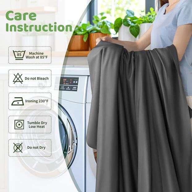 LBRO2M Cooling Bed Sheet 100% Viscose Derived from Bamboo Sheet Set 4 Piece,Fit Up to 16" Deep Mattress, 1800 TC Sheet Super Soft Silky Smooth,Breathable Cool Bedding (King Dark Gray)