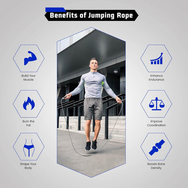 Weighted Rope - 1LB Heavy Jump Rope for Men Women Fitness Workouts, Non-Slip Aluminum Handles, Premium Skipping Rope for Exercise, Adjustable Length 9MM Solid PVC/Cotton Rope