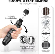 Jump Rope – Speed Jump Rope with Ball Bearings and Adjustable Cable – Jumping Cable for Men, Women, Kids – Ideal for Box, Sports, Cardio, Training – Tangle-Free Jumping and Memory Foam Handle